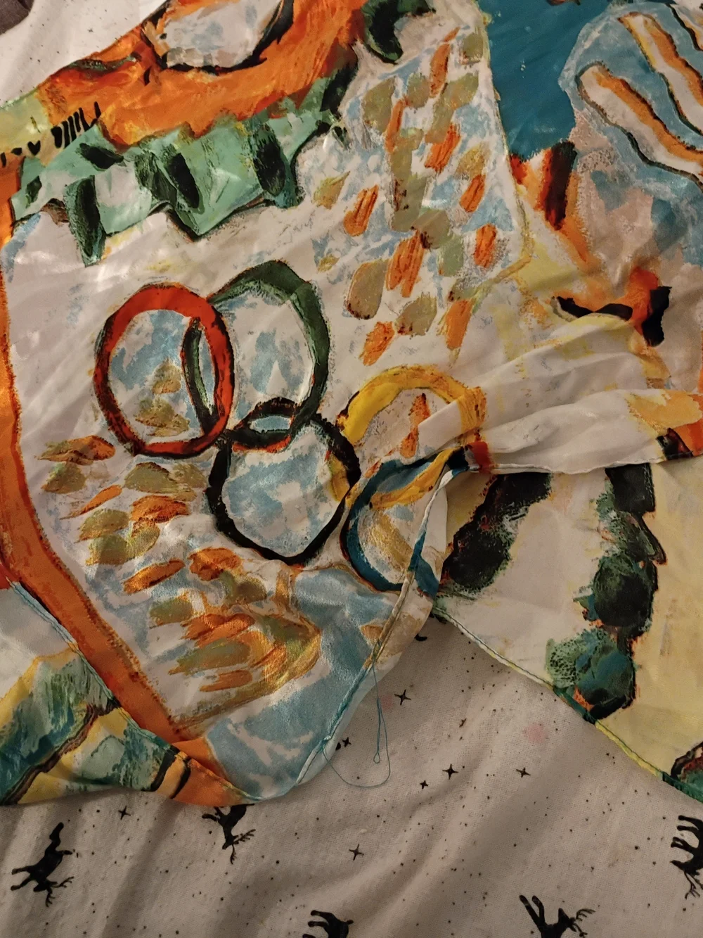 Colorful Native AmericanPrinted Home Accent Fabric - Silk Scarf